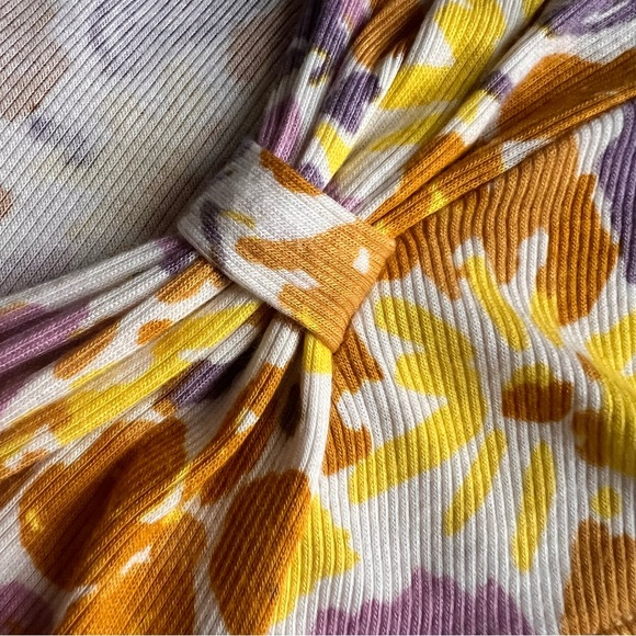 Free People Key To Your Heart Floral Slinky Ribbed Jersey Ruched Mini Dress XS - Picture 6 of 13